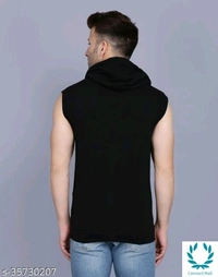 Men's Casual Hooded Tshirt - S, Black, Cotton, Pack of:1
